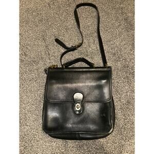 Vintage COACH WILLIS Black Leather Crossbody Satchel Bag Handbag Purse 9927